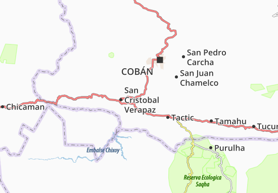 Karte Stadtplan Santa Cruz Verapaz