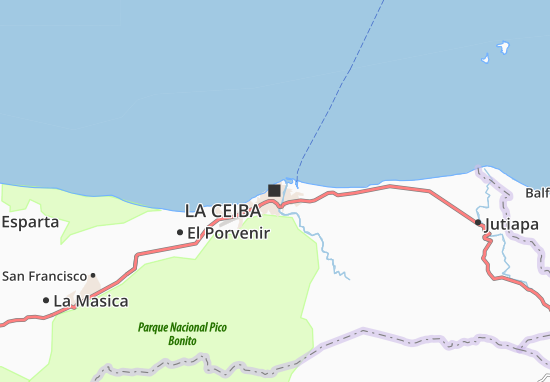 Karte Stadtplan La Ceiba