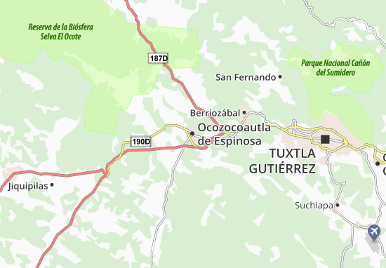 Karte Stadtplan Ocozocoautla de Espinosa