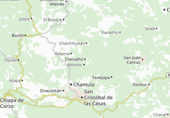 Karte Stadtplan Chenalhó