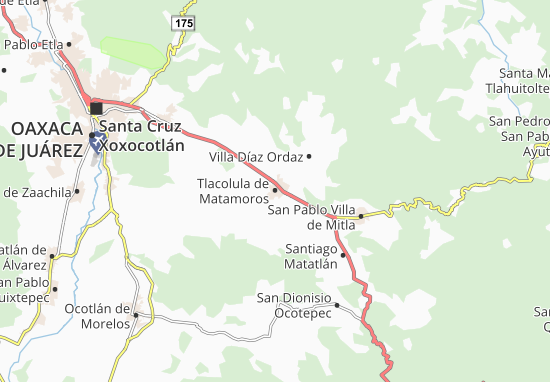Karte Stadtplan Tlacolula de Matamoros