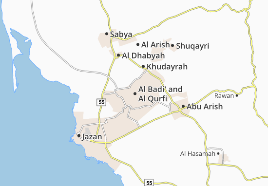 Karte Stadtplan Al Badi&#x27; and Al Qurfi