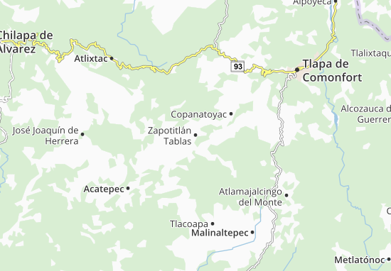 Kaart Plattegrond Zapotitlán Tablas