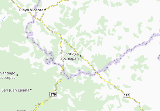Karte Stadtplan Santiago Sochiapan