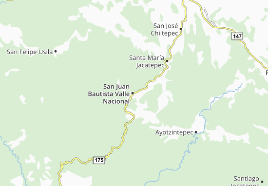 Karte Stadtplan San Juan Bautista Valle Nacional