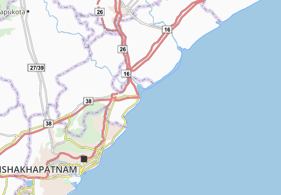 Karte Stadtplan Bhimunipatnam