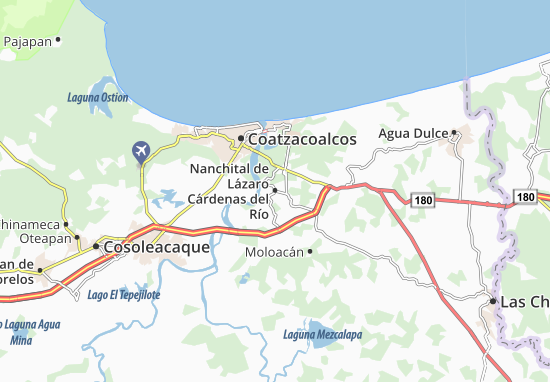 Kaart Plattegrond Nanchital de Lázaro Cárdenas del Río