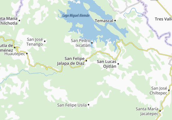 Kaart Plattegrond San Felipe Jalapa de Díaz