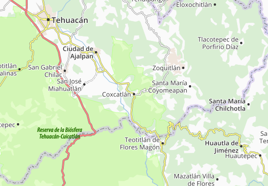 Karte Stadtplan Coxcatlán