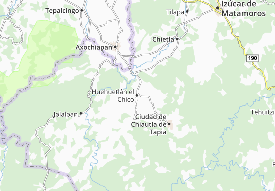 Kaart Plattegrond Huehuetlán el Chico