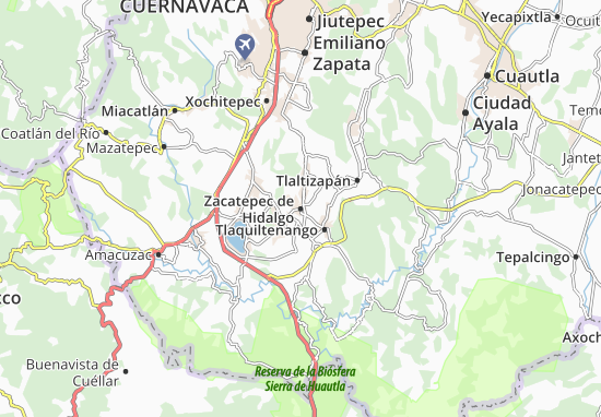 Karte Stadtplan Zacatepec de Hidalgo
