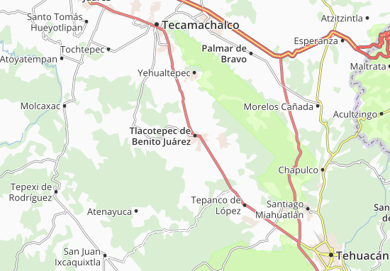 Kaart Plattegrond Tlacotepec de Benito Juárez