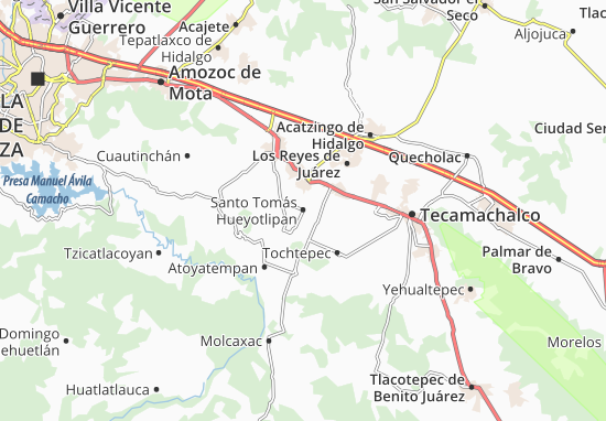 Karte Stadtplan Santo Tomás Hueyotlipan