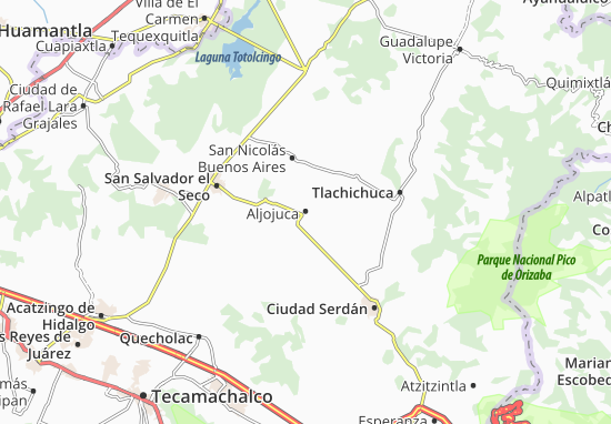 Karte Stadtplan Aljojuca