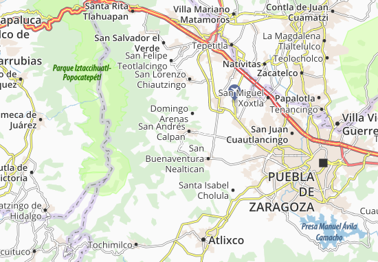 Karte Stadtplan San Andrés Calpan