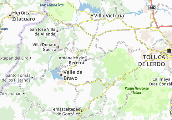 Karte Stadtplan Amanalco de Becerra