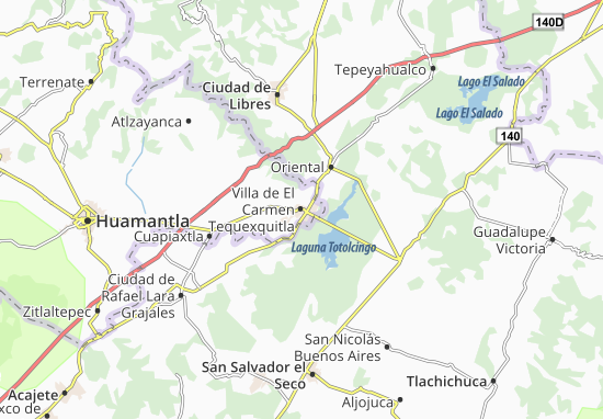 Karte Stadtplan Villa de El Carmen Tequexquitla