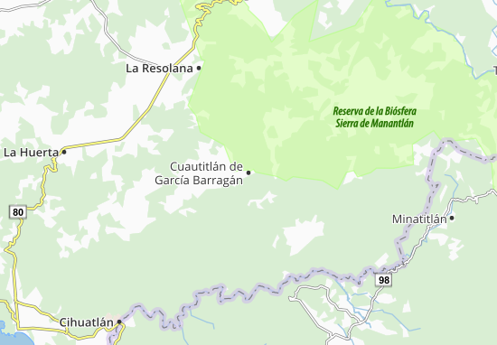 Karte Stadtplan Cuautitlán de García Barragán