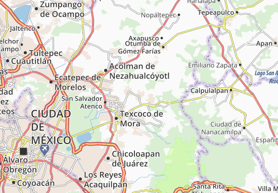 Karte Stadtplan Tepetlaoxtoc de Hidalgo