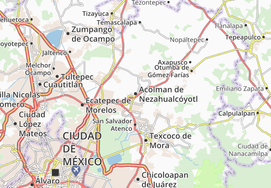 Karte Stadtplan Acolman de Nezahualcóyotl
