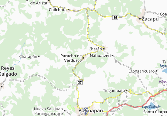 Kaart Plattegrond Paracho de Verduzco