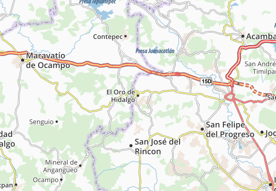 Karte Stadtplan El Oro de Hidalgo