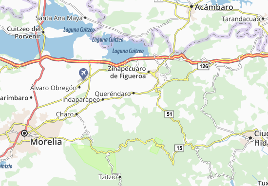 Karte Stadtplan Queréndaro