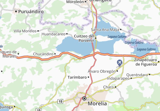 Karte Stadtplan Copándaro de Galeana