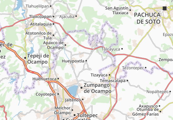 Karte Stadtplan Hueypoxtla