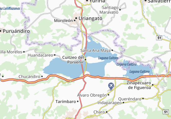 Karte Stadtplan Cuitzeo del Porvenir