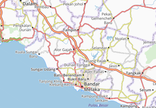 Karte Stadtplan Melaka Pindah