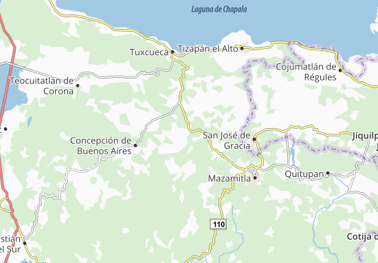 Kaart Plattegrond La Manzanilla de la Paz