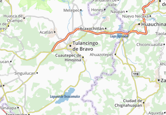 Karte Stadtplan Cuautepec de Hinojosa