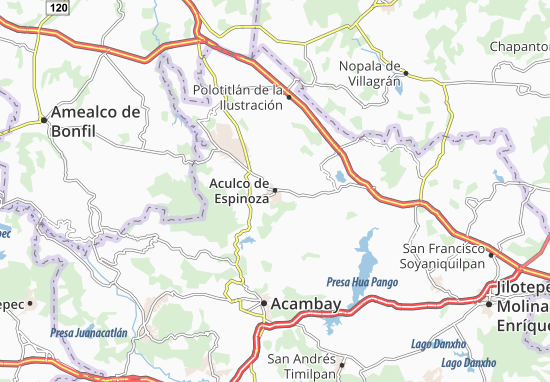 Karte Stadtplan Aculco de Espinoza