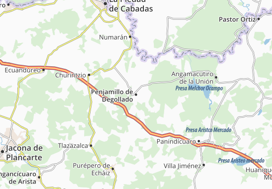Karte Stadtplan Penjamillo de Degollado