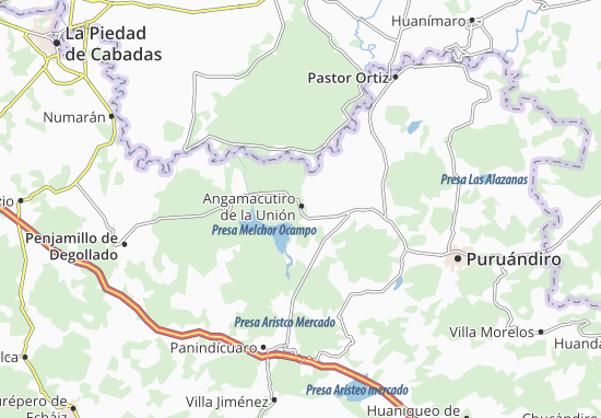 Kaart Plattegrond Angamacutiro de la Unión