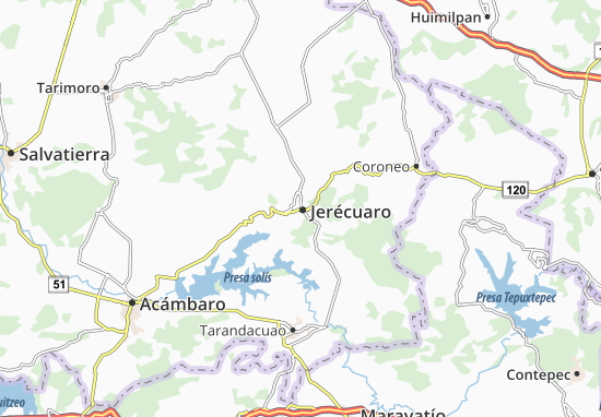 Karte Stadtplan Jerécuaro