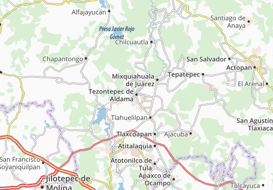 Karte Stadtplan Tezontepec de Aldama