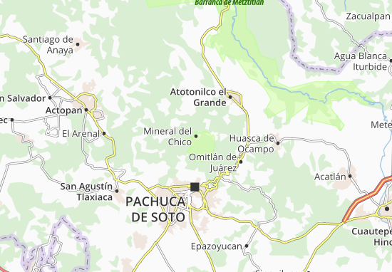 Karte Stadtplan Mineral del Chico
