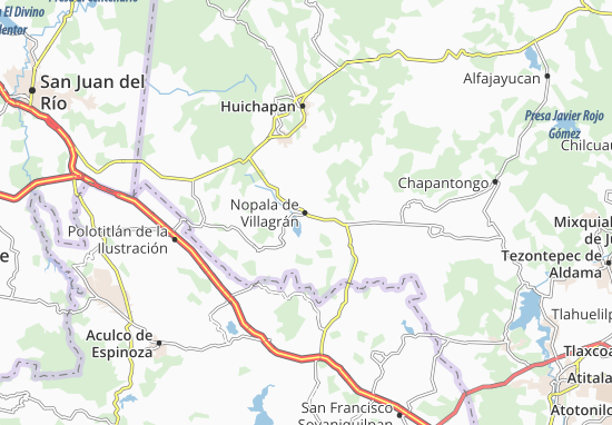 Karte Stadtplan Nopala de Villagrán