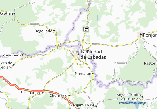 Karte Stadtplan La Piedad de Cabadas