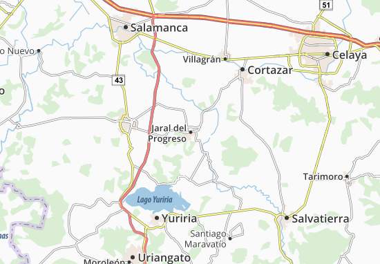 Karte Stadtplan Jaral del Progreso
