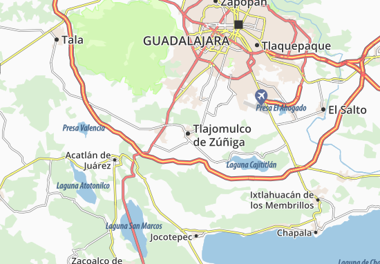 Kaart Plattegrond Tlajomulco de Zúñiga