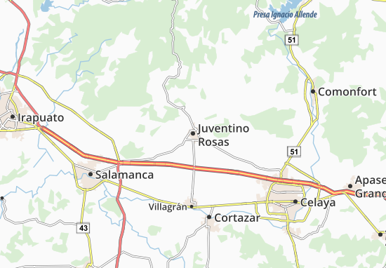 Karte Stadtplan Juventino Rosas