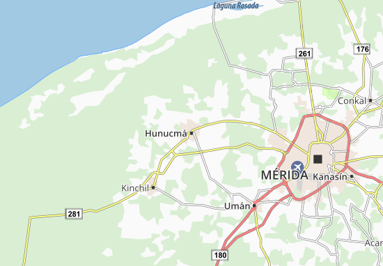 Karte Stadtplan Hunucmá