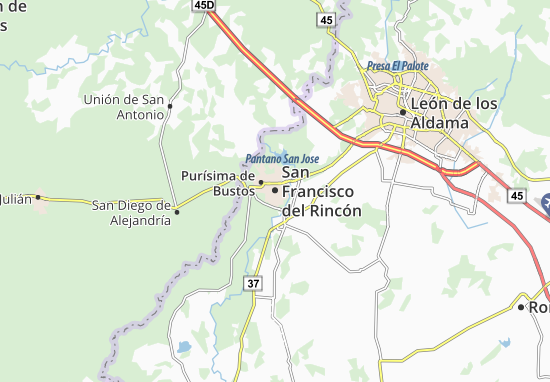 Kaart Plattegrond San Francisco del Rincón