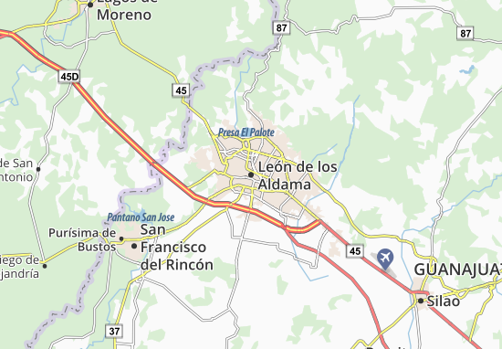Karte Stadtplan León de los Aldama