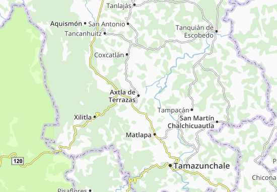 Karte Stadtplan Axtla de Terrazas