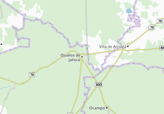 Karte Stadtplan Ojuelos de Jalisco