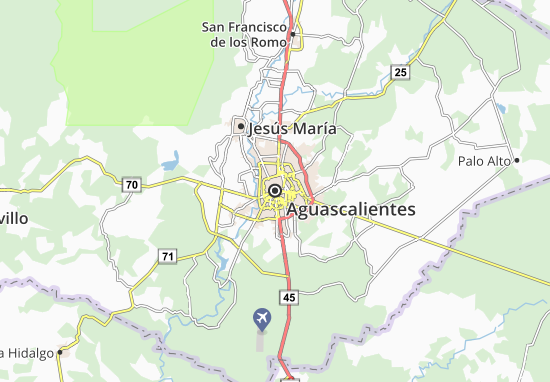 Kaart Plattegrond Aguascalientes